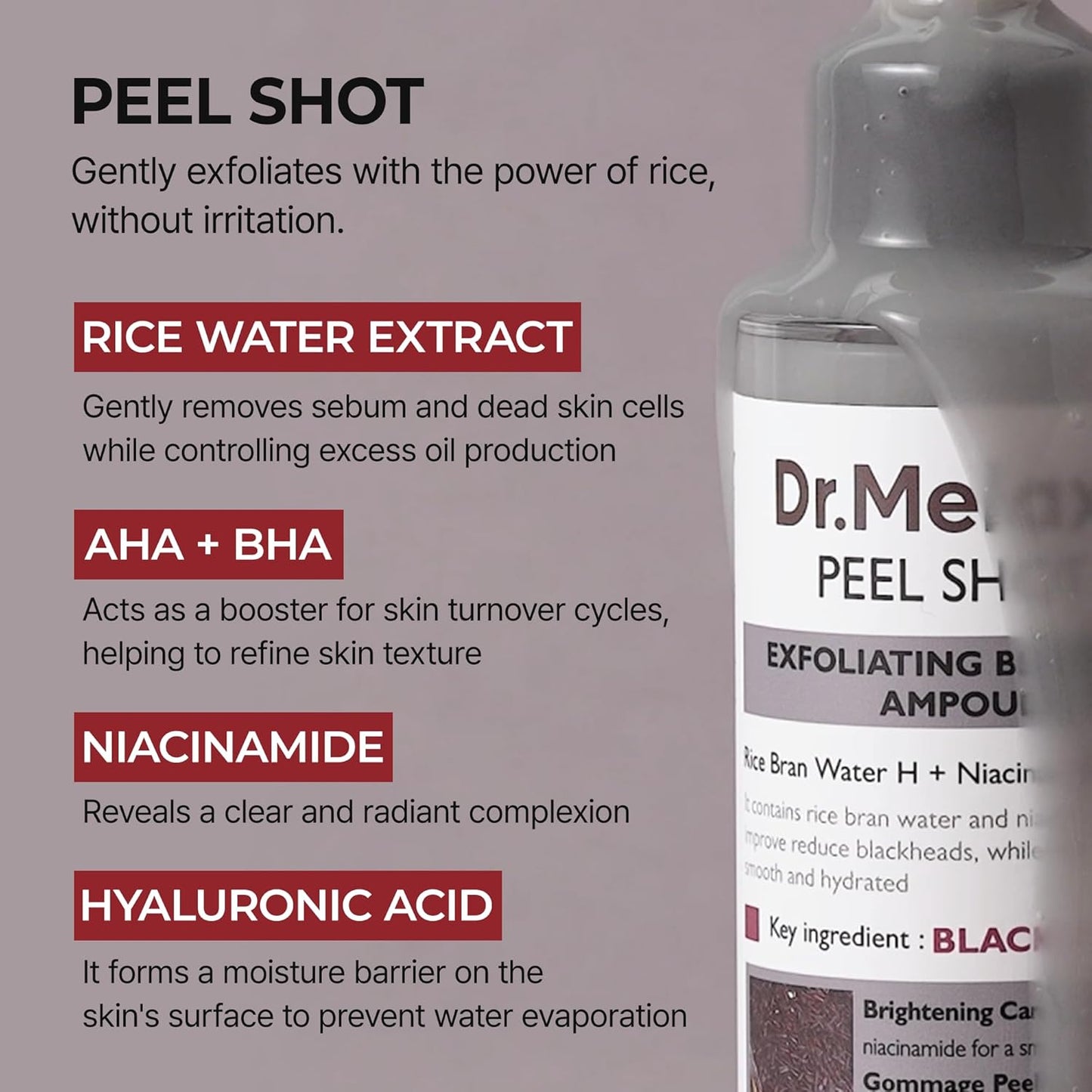 Dr.Melaxin Peel Shot Rice Peeling Ampoule - Korean Exfoliator for Dead Skin & Blackheads