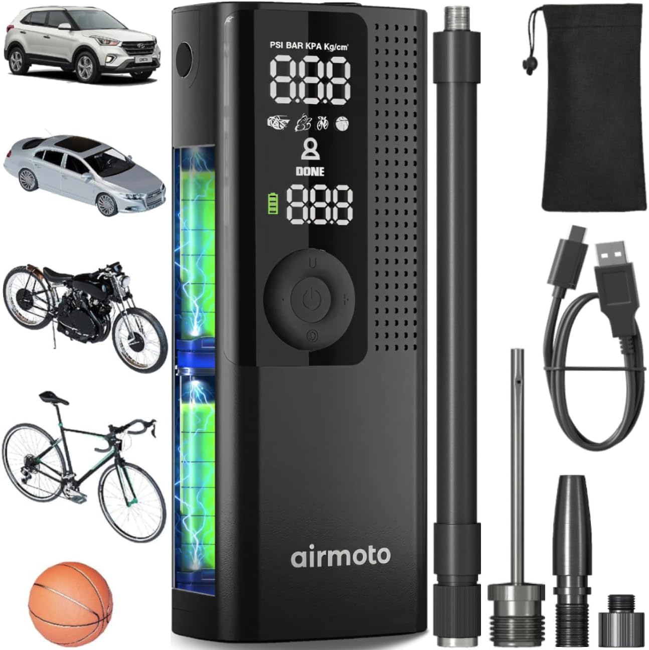 Airmoto Portable Tire Inflator - Air Pump for Car Tires
