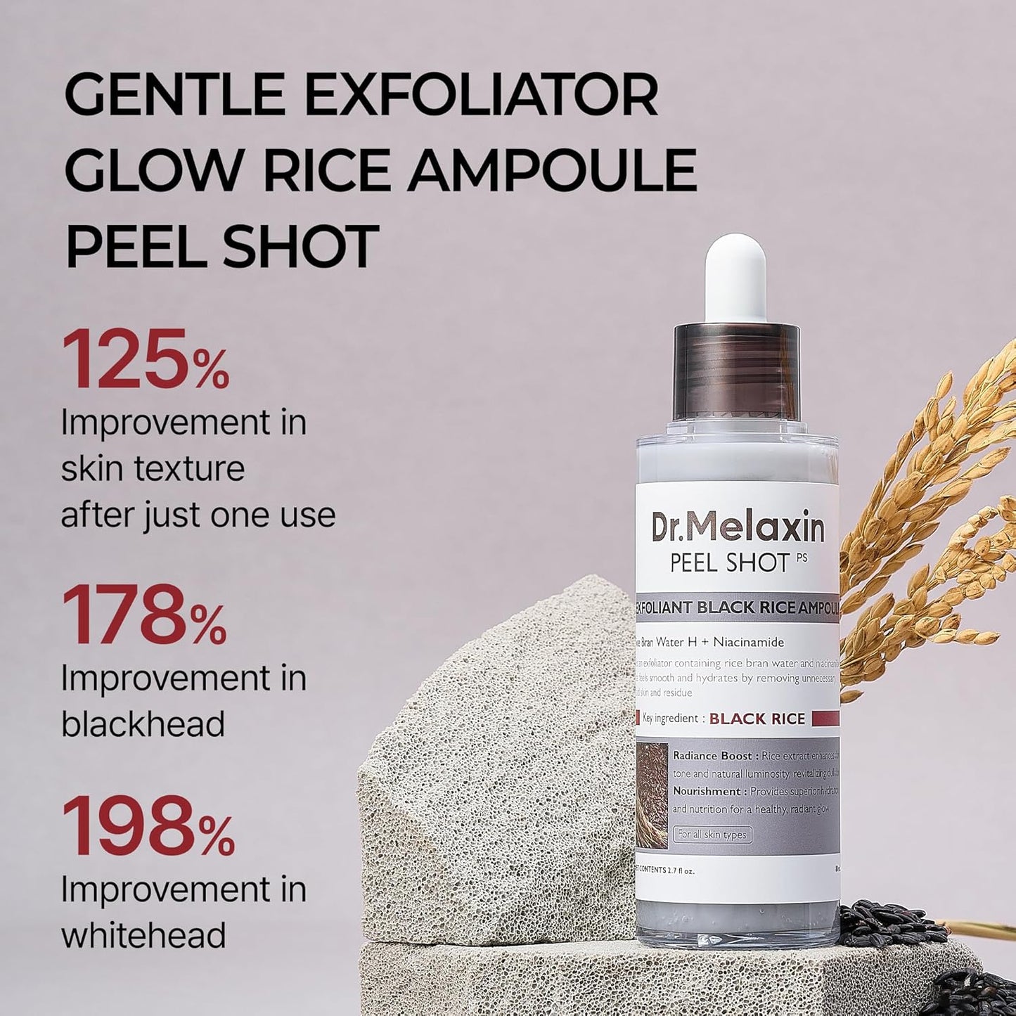 Dr.Melaxin Peel Shot Rice Peeling Ampoule - Korean Exfoliator for Dead Skin & Blackheads